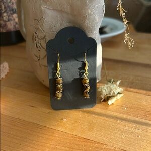 Elegant Gold and Brown Beaded Earrings